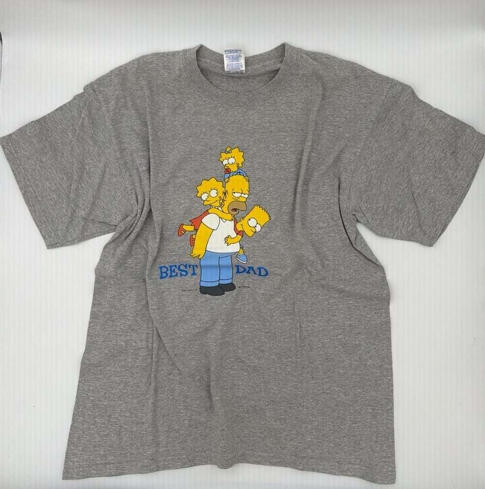 Vintage 2003 The Simpsons Best Dad Homer Graphic T-Shirt Grey L Tee - Picture 2 of 5